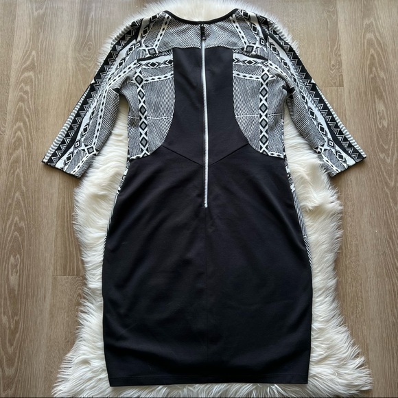 Yoana Baraschi Black & White Patterned Sheath Dress SzL - Picture 6 of 9